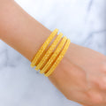 Flower Accented 22k Gold Bangles