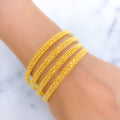 Flower Accented 22k Gold Bangles