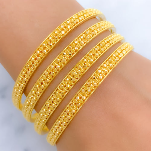 Flower Accented 22k Gold Bangles