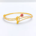 Chic Dainty Flower CZ Bangle 22k Gold Bracelet