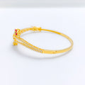 Chic Dainty Flower CZ Bangle 22k Gold Bracelet