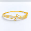 Delicate Flowing CZ Bangle 22K Gold Bracelet