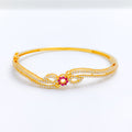 Classy Pink Flower Bangle 22k Gold Bracelet