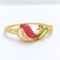 Royal Fanned Peacock Bangle 22k Gold Bracelet