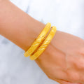 Contemporary Netted 22k Gold Bangle Pair