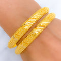 Contemporary Netted 22k Gold Bangle Pair