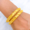 Contemporary Netted 22k Gold Bangle Pair