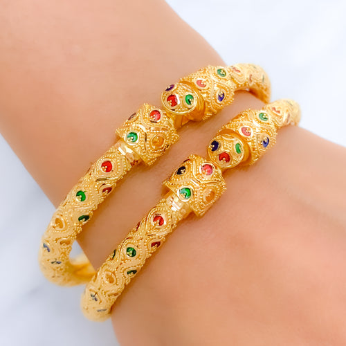 Stunning Meenakari Pipe 22k Gold Bangles