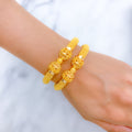 Fancy Floral Pipe 22k Gold Bangles