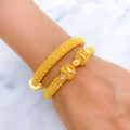 Fancy Floral Pipe 22k Gold Bangles