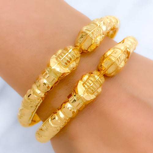 High Finish Lightweight Pipe 22k Gold Bangles