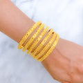 Flower Lined 22k Gold Bangles