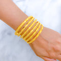 Contemporary Dual Finish 22k Gold Bangles