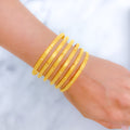 Modern Netted 6 Set 22k Gold Bangles