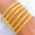 Modern Netted 6 Set 22k Gold Bangles