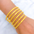 Modern Netted 6 Set 22k Gold Bangles