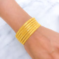 Modern Netted 6 Set 22k Gold Bangles