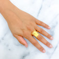 21k-gold-Refined Rectangular Flower Ring 