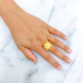 21k-gold-Shimmering Open Flower Ring 