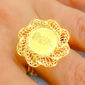 21k-gold-Detailed Feather Flower Ring 