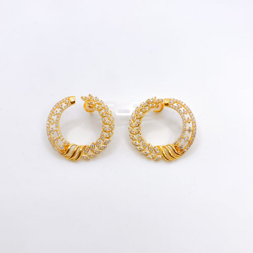 Shimmering Round Fancy CZ Earrings