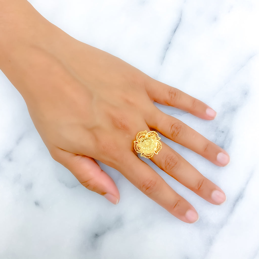 Iconic Elevated Coin 21k Gold Ring – Andaaz Jewelers