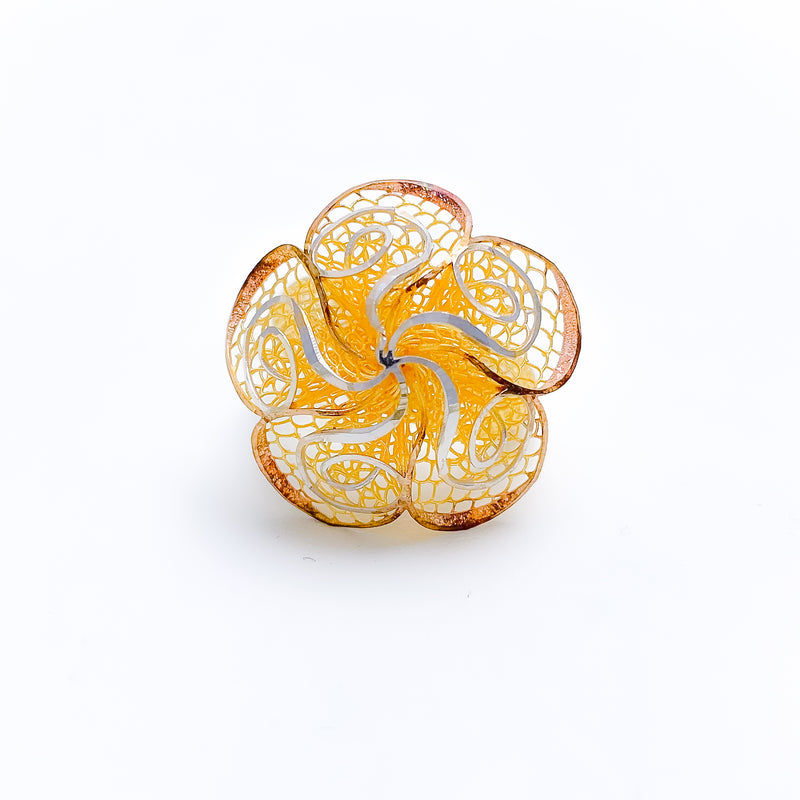 Contemporary Netted 22k Gold Flower Ring