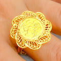 21k-gold-Fancy Floral Coin Ring 