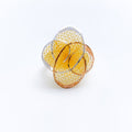 Graceful Oval Floral 22k Gold Mesh Ring