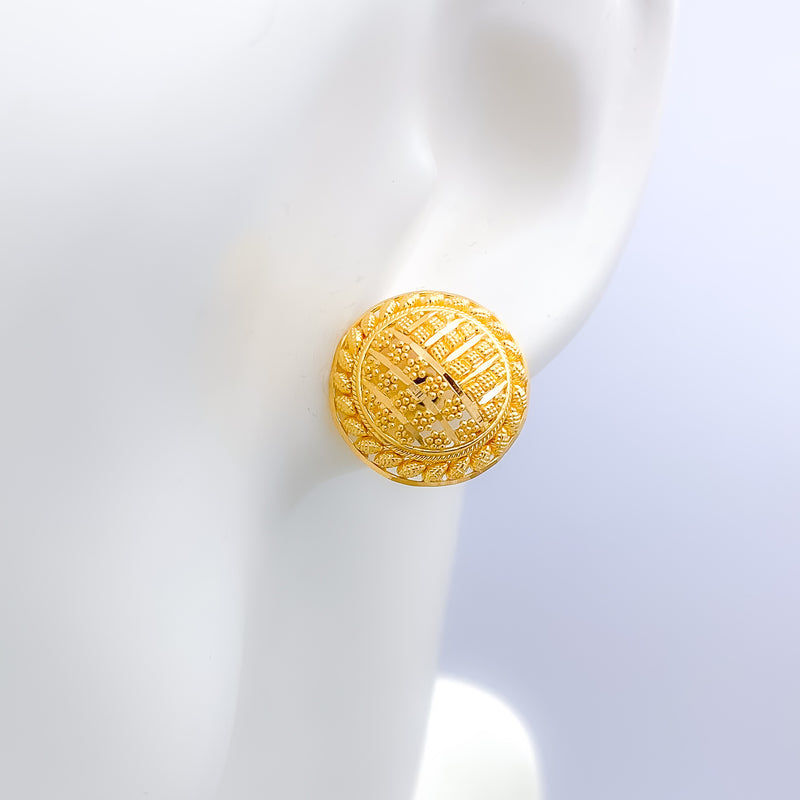Traditional Accented Top 22k Gold Earrings