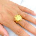 21k-gold-Bright Striped Oval Ring 