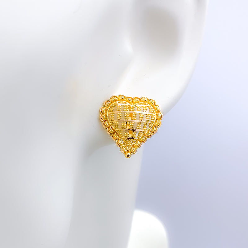 Lush Heart Top 22k Gold Earrings