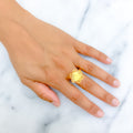 21k-gold-Lavish Flower Jali Ring 