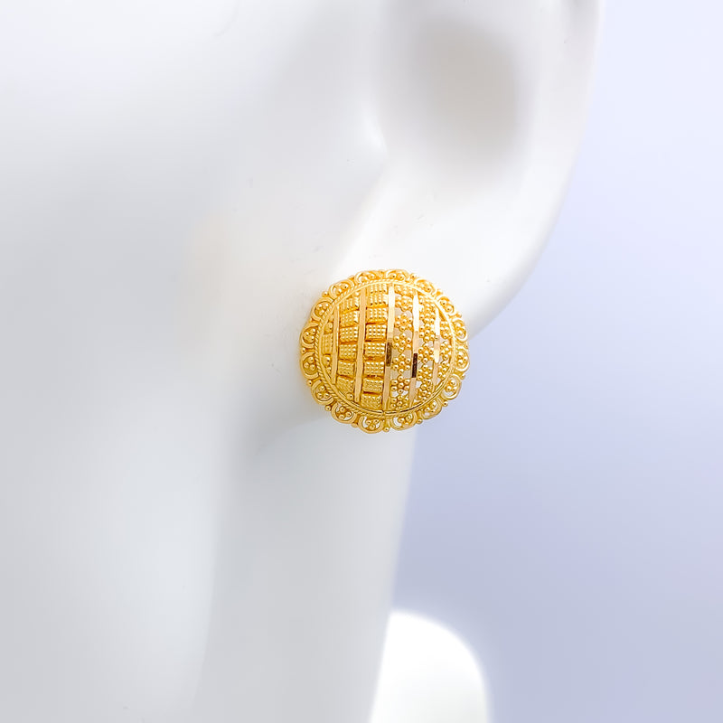 Trendy Dome Top 22k Gold Earrings
