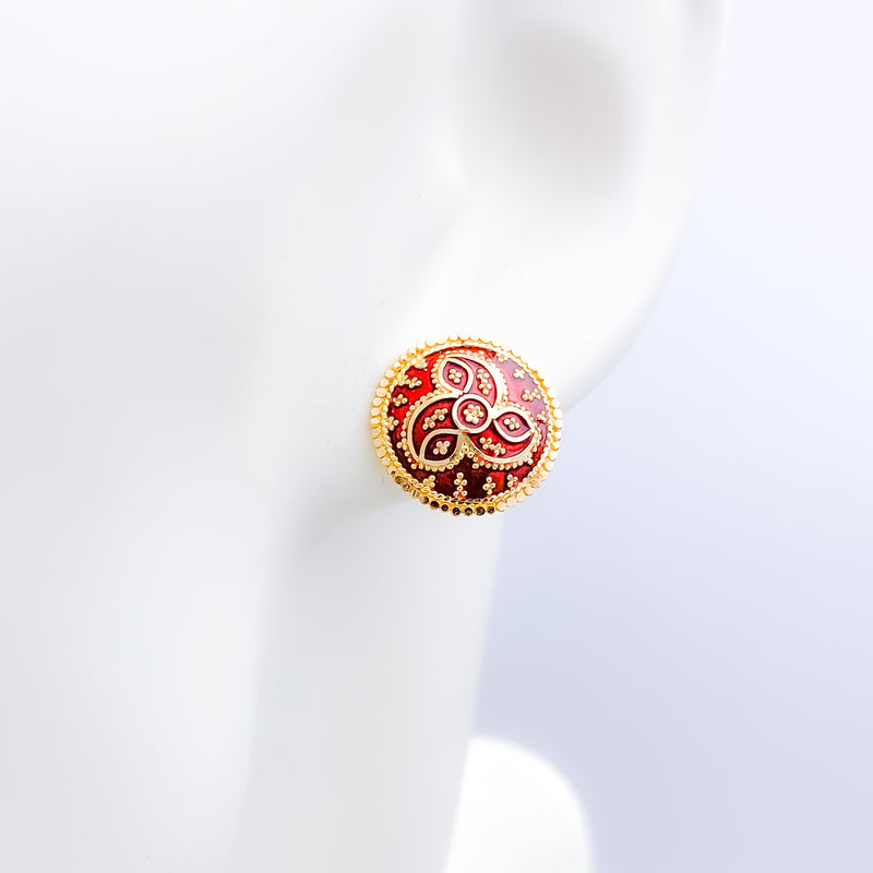 Red & Gold Top 22k Gold Earrings