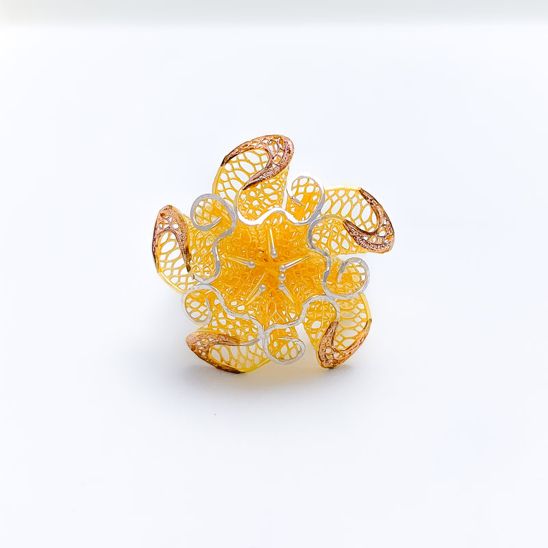 Intricate Netted 22k Gold Flower Ring