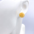 Flower Accented Top 22k Gold Earrings