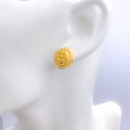 Flower Accented Top 22k Gold Earrings