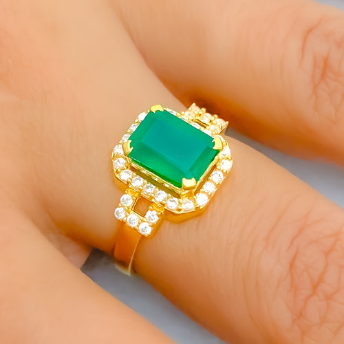 Intricate Emerald Cut CZ Ring