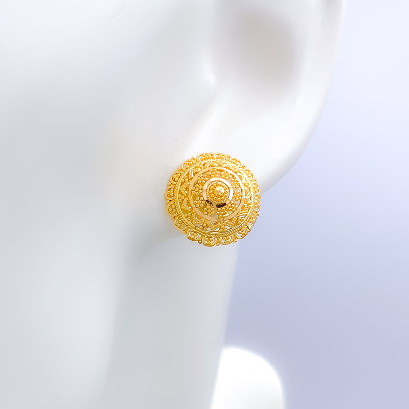 Lavish Dome Top 22k Gold Earrings