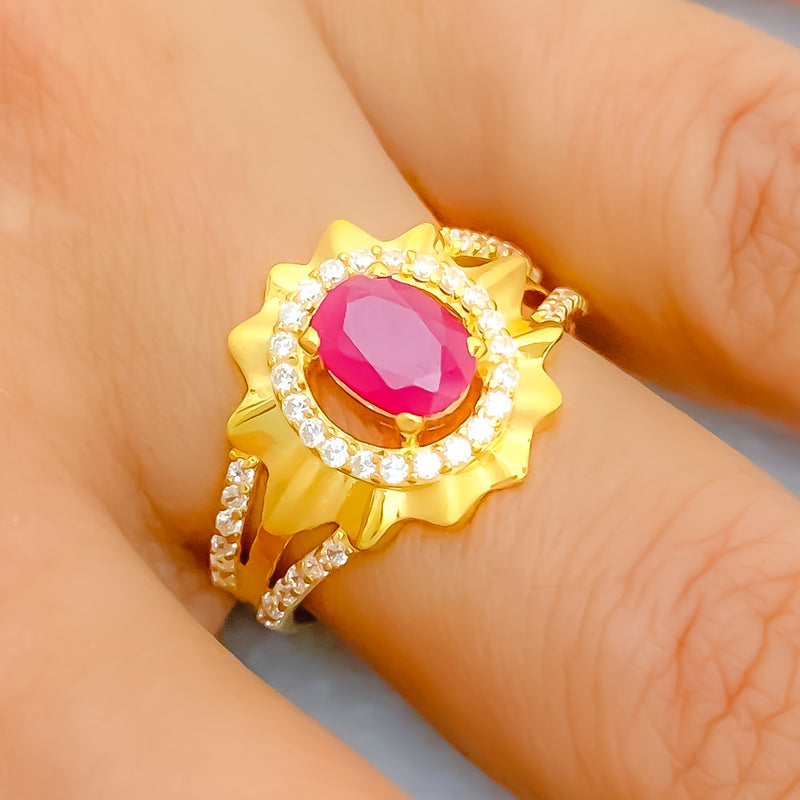 Reflective Blush Floral CZ Ring