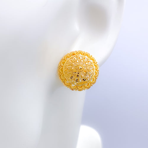 Symmetrical Floral Top 22k Gold Earrings