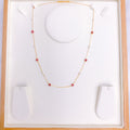 Alternating Red CZ + Pearl Necklace