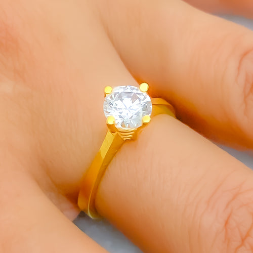Glowing Faceted CZ Ring