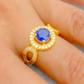 Festive Deep Blue CZ Ring