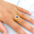 Festive Deep Blue CZ Ring