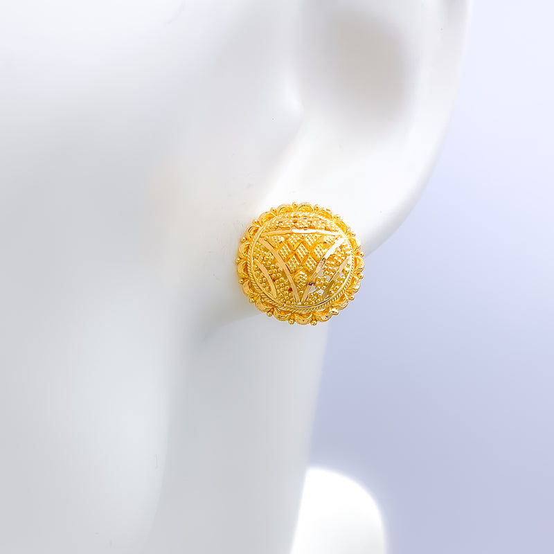 Decorative Dome 22k Gold Earrings