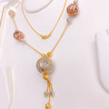 Elegant Three-Tone Hollow Bead Gold Necklace
