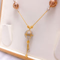 Elegant Three-Tone Hollow Bead Gold Necklace