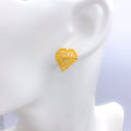 Fancy Heart Top 22k Gold Earrings